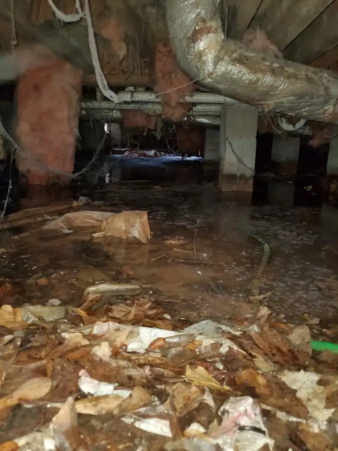 Crawl space flood assessment for Commercial Water Damage Restoration in Bensville